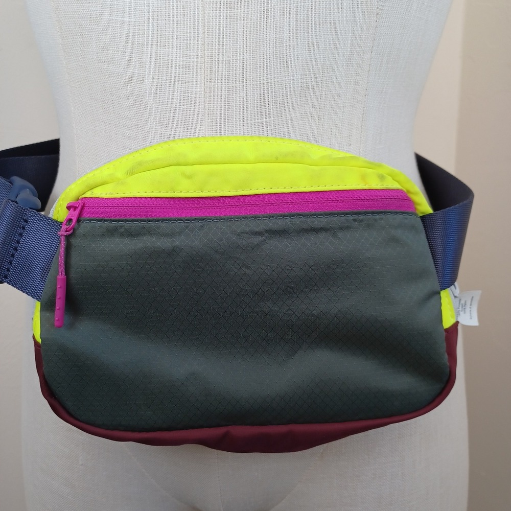 Lululemon Everywhere Belt Bag Neon Yellow Gray Burgundy Nylon Adjustable Strap - Picture 4 of 11
